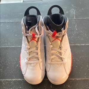 Nike Air Jordan 6 Retro White and InfraRed High-Top Sneakers